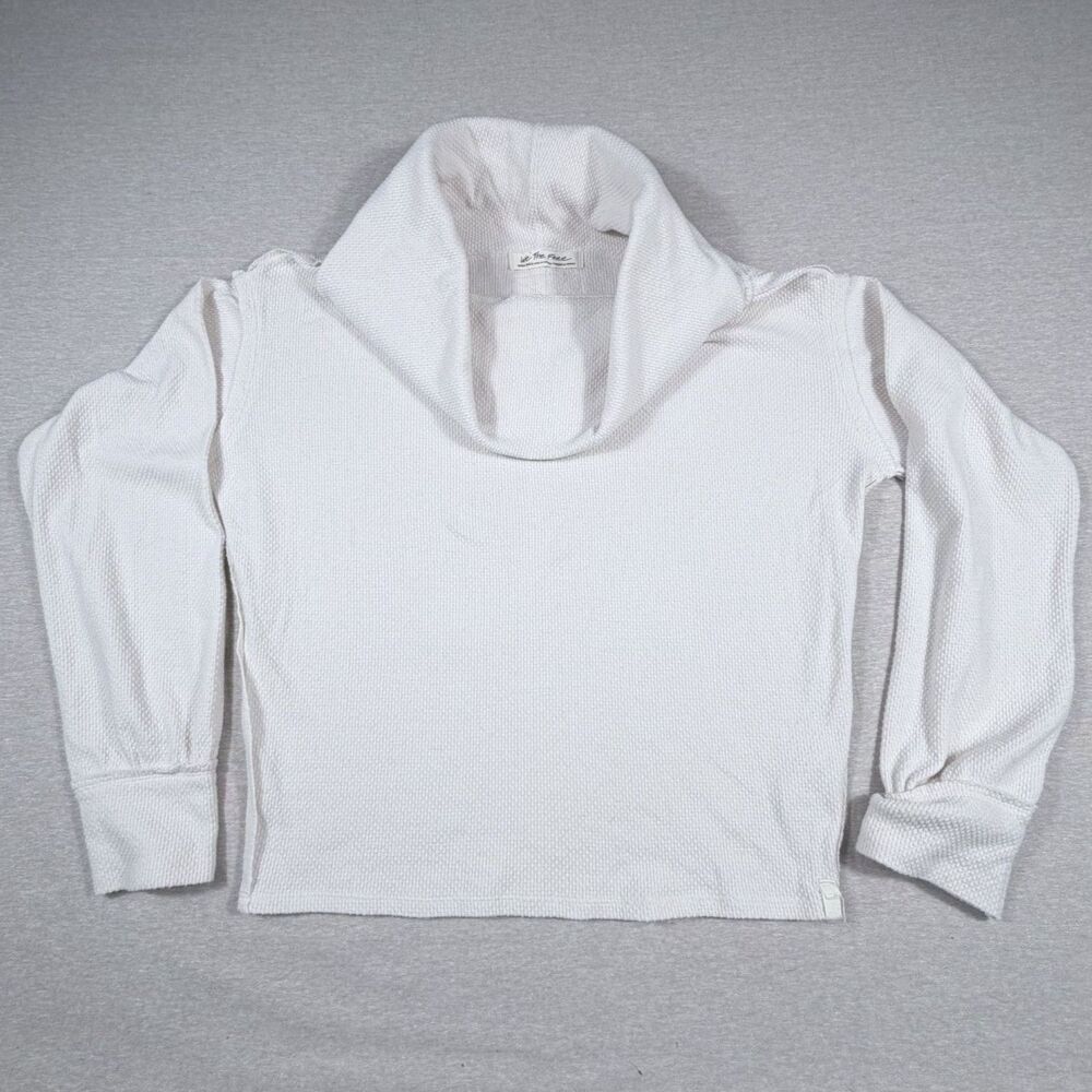 We The Free XS Oversize Waffle Knit Beige Cream Long Sleeve Thermal BOHO